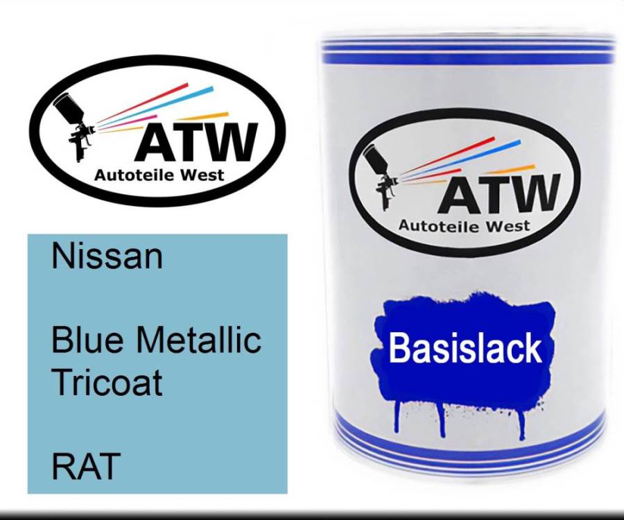 Nissan, Blue Metallic Tricoat, RAT: 500ml Lackdose, von ATW Autoteile West.